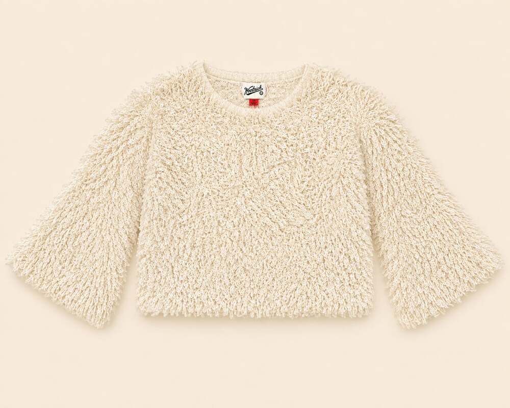 Woolrich Cream Fuzzy Loopy Loop Yarn Crewneck Pullover Sweater